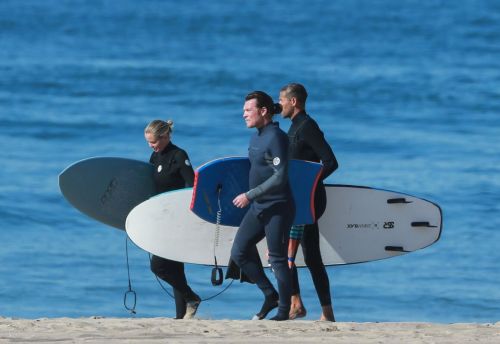 Lara Worthington in Wetsuit Surfing in Malibu 12/03/2020 7