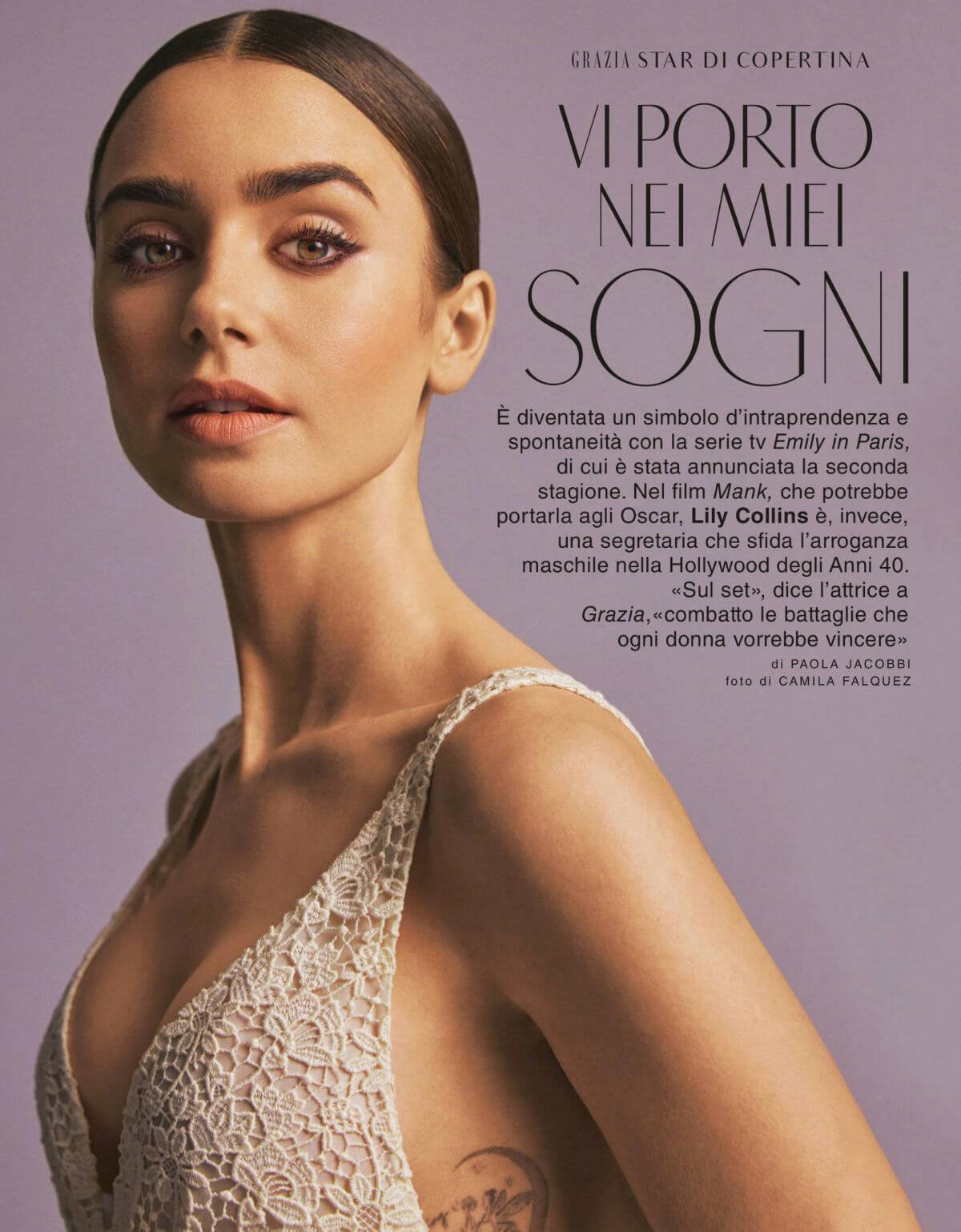Lily Collins on the Cover of Grazia Magazine, Italy December 2020 5