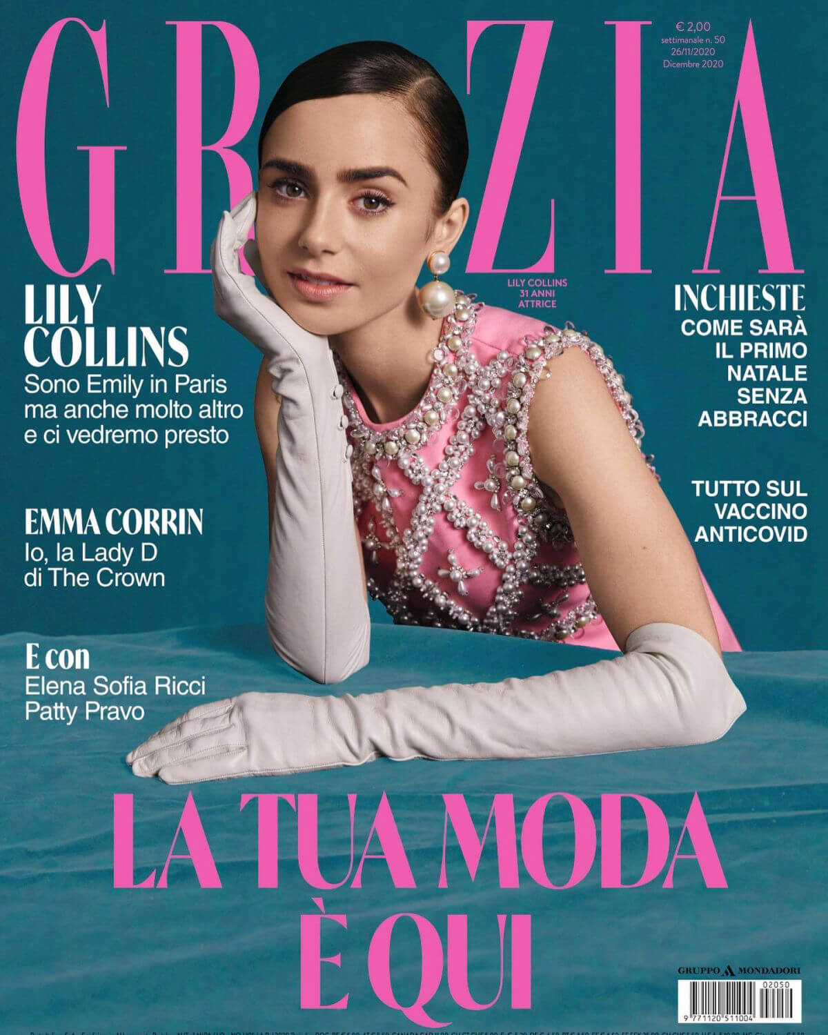 Lily Collins Photoshoot on the Cover of Grazia Magazine, Italy December 2020