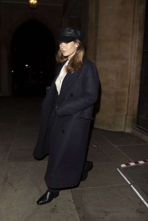 Lily James in a Black Long Coat Leaves St. Luke's Church in Chelsea 12/02/2020