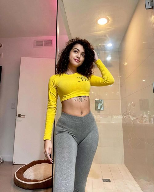 Malu Trevejo in Yellow Crop Top and Tights - Instagram Photos 11/25/2020 3