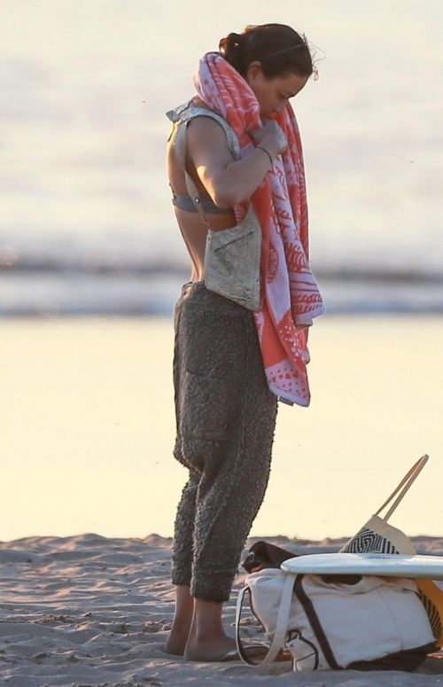 Michelle Rodriguez in Grey Bikini Surfing in Malibu 12/03/2020 7