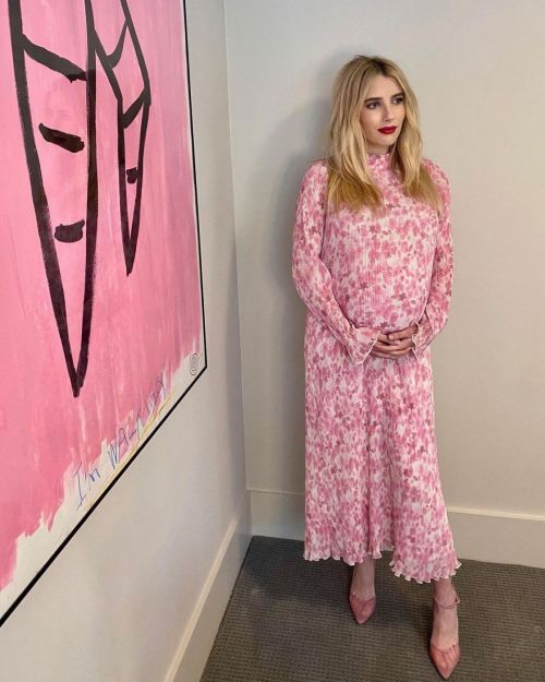 Pregnant Emma Roberts shows off Baby Bump in Floral Dress - Instagram Photos 10/28/2020
