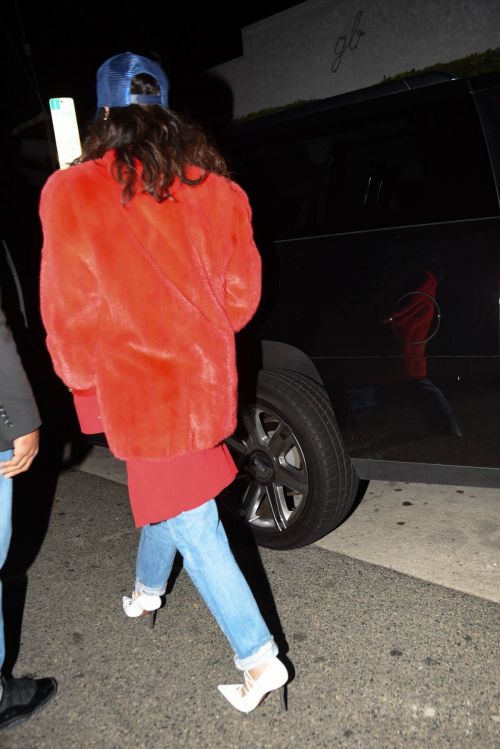 Rihanna seen in Red Velvet Jacket with Jeans Leaves Giorgio Baldi in Santa Monica 11/24/2020