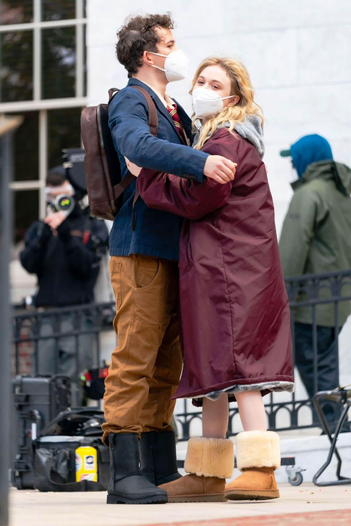 Whitney Peak and Emily Alyn Lind on the Set of Gossip Girl in New York 11/23/2020