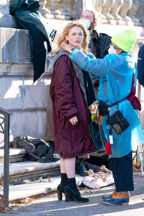 Whitney Peak and Emily Alyn Lind on the Set of Gossip Girl in New York 11/23/2020 17