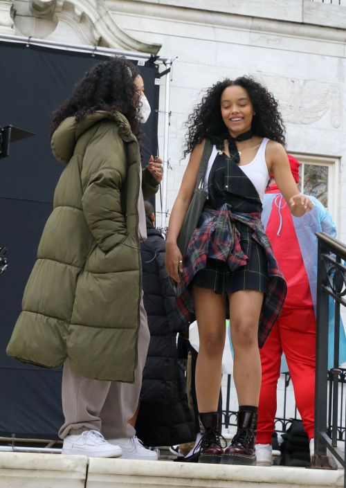 Whitney Peak on the Set of Gossip Girl on in New York 12/01/2020 4