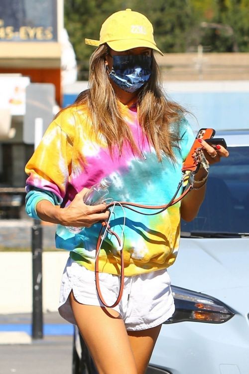 Alessandra Ambrosio Style in Colorful Top and White Bottom in Los Angeles 02/23/2021 2