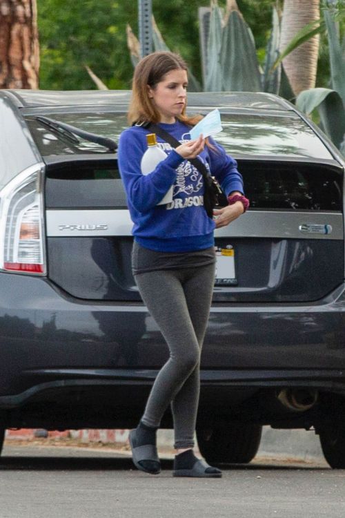 Anna Kendrick in Tights Outside a Friend