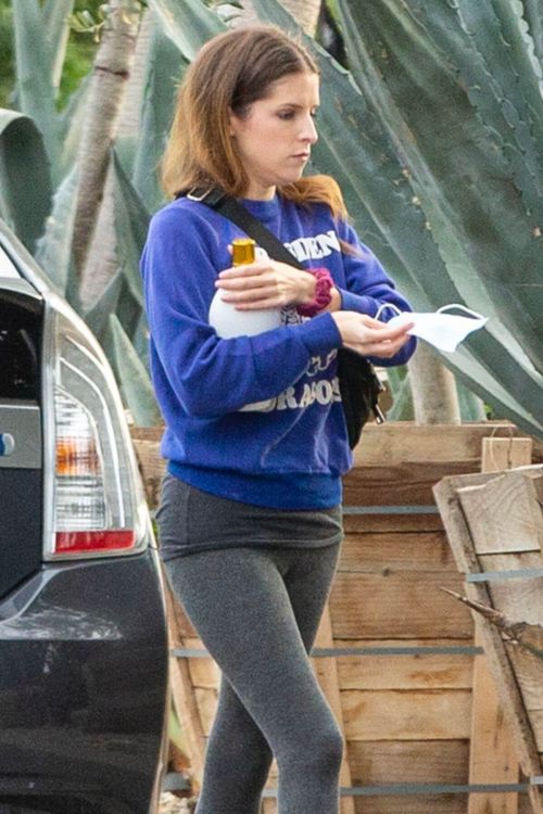Anna Kendrick in Tights Outside a Friend