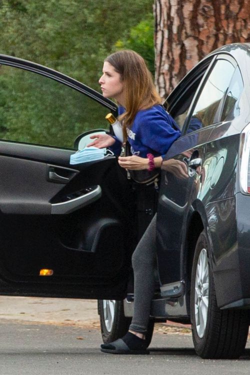 Anna Kendrick in Tights Outside a Friend