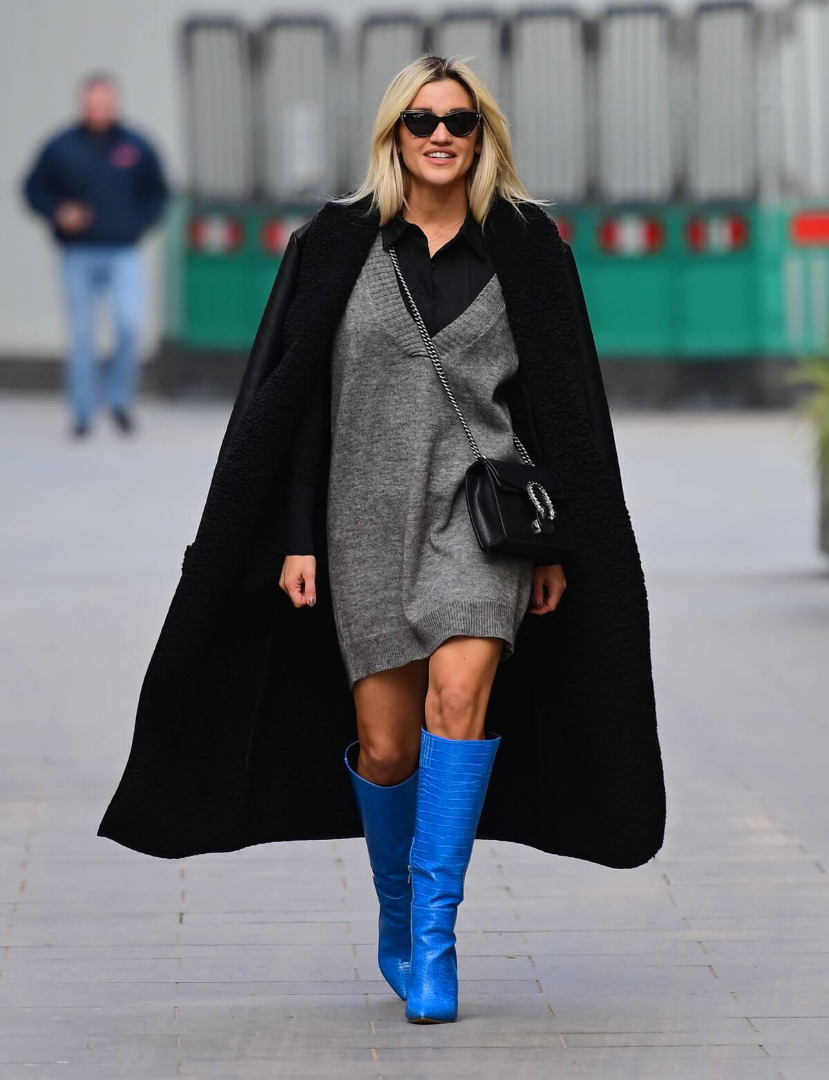 Ashley Roberts After Leaves Heart Radio seen in Long Blue Boots in London 02/12/2021