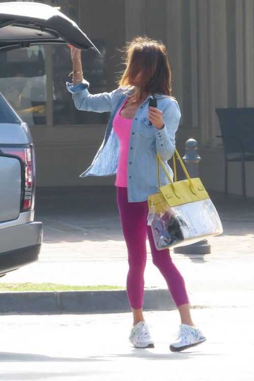 Brooke Burke in Denim Shirt with Tights Out and About in Malibu 02/11/2021