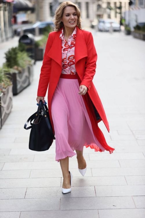 Charlotte Hawkins seen in Red Jacket with Pink Skirt at Global Radio in London 02/12/2021 1