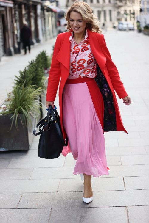 Charlotte Hawkins seen in Red Jacket with Pink Skirt at Global Radio in London 02/12/2021 4