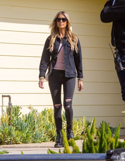 Christina Anstead in Black Jacket with Ripped Jeans Out Filming in Orange County 02/10/2021 4