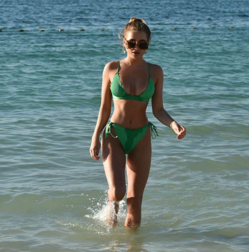 Georgia Harrison in Green Bikini at a Beach in Dubai 02/10/2021