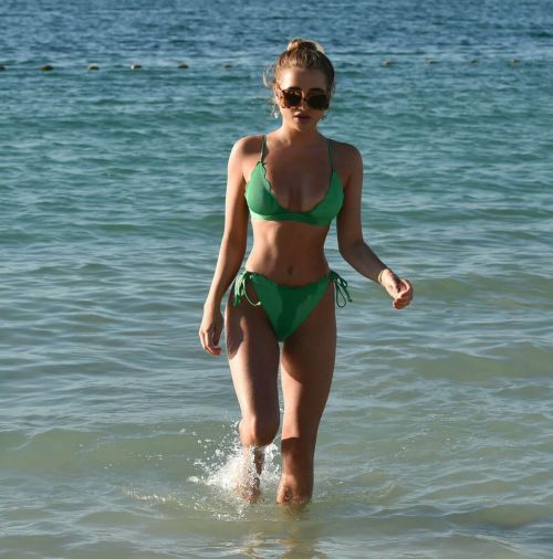 Georgia Harrison in Green Bikini at a Beach in Dubai 02/10/2021 5