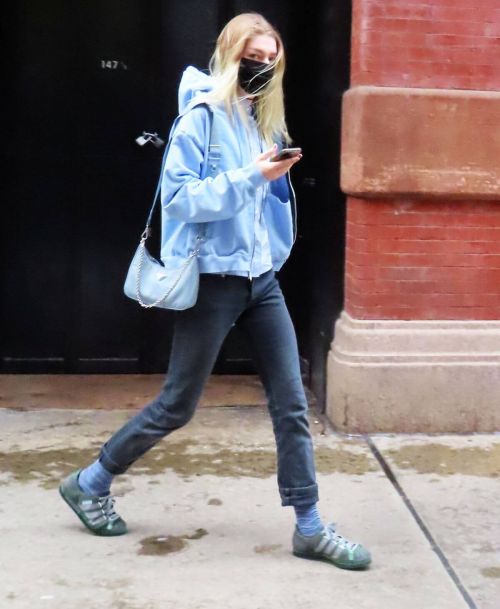 Hunter Schafer in Light Blue Jacket Out and About in New York 02/11/2021 3