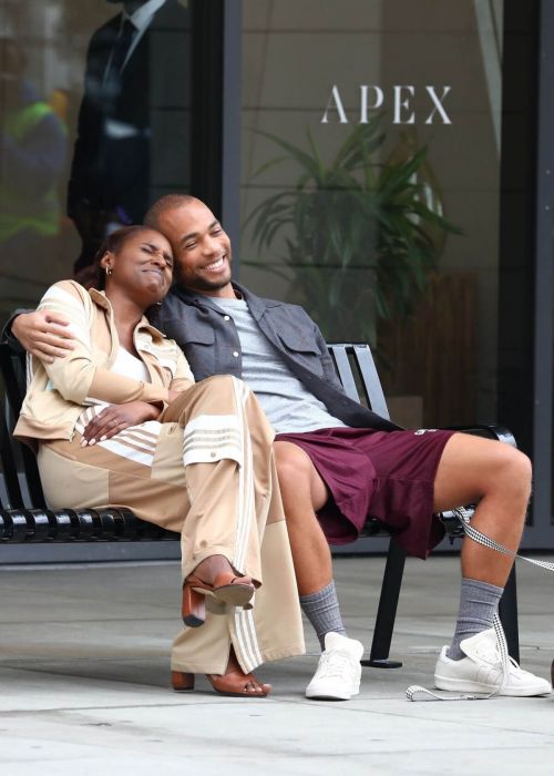Issa Rae and Kendrick Sampson on the Set of Insecure HBO Max Series in Los Angeles 02/10/2021