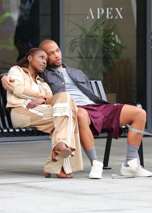 Issa Rae and Kendrick Sampson on the Set of Insecure HBO Max Series in Los Angeles 02/10/2021 1