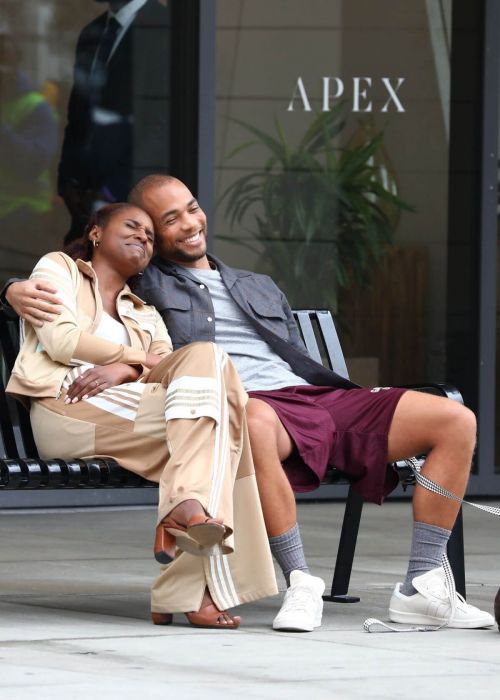 Issa Rae and Kendrick Sampson on the Set of Insecure HBO Max Series in Los Angeles 02/10/2021 4
