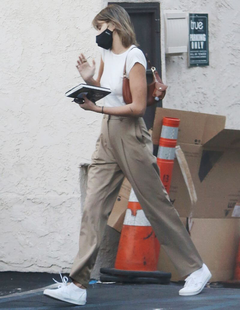 Kaia Jordan Gerber Leaves a Hair Salon in a White Top and Pants Out in Studio City 02/11/2021