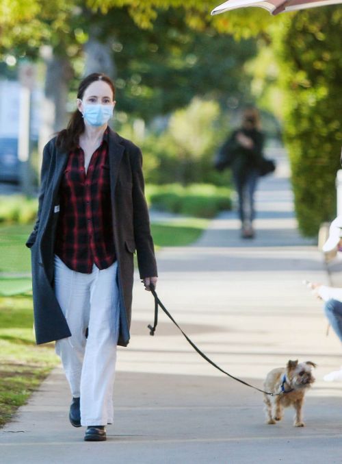 Madeleine Stowe walks with Her Dog Out in Los Angeles 02/09/2021 2