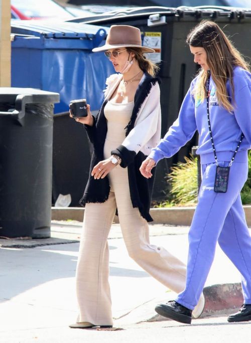 Alessandra Ambrosio wore a Chic Jumpsuit and Beige Fedora Hat as She is Out for Coffee with her Pal in Malibu 03/14/2021 4
