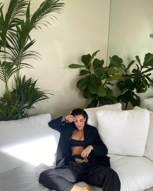 Amy Jackson in Black Alberta Ferretti Combo for Fall/Winter 2021