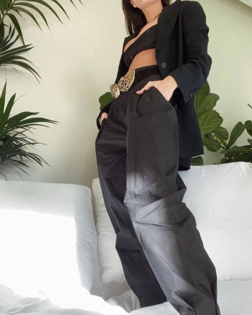 Amy Jackson in Black Alberta Ferretti Combo for Fall/Winter 2021 1