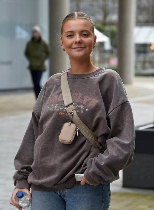 Anna Maynard Cool Look in Sweatshirt and Blue Denim as She Leaves Saturday Mash Up in Salford 03/13/2021 6
