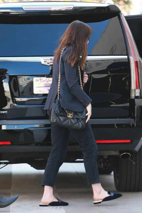 Anne Hathaway Steps Out from Car and Arrives at a Meeting in Los Angeles 02/24/2021 4