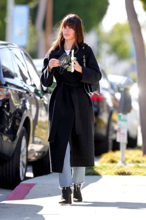 Camila Morrone in Black Coat and Matching Boots Out in Los Angeles 03/11/2021 2