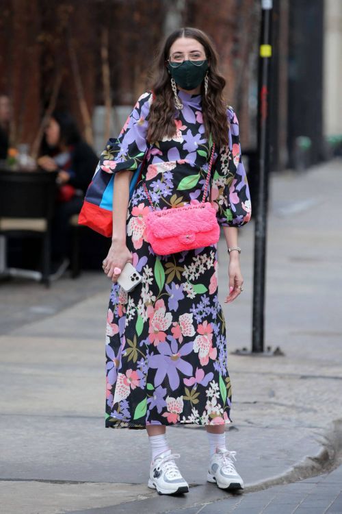 Caroline Vazzana in Floral Dress Out in New York 03/11/2021