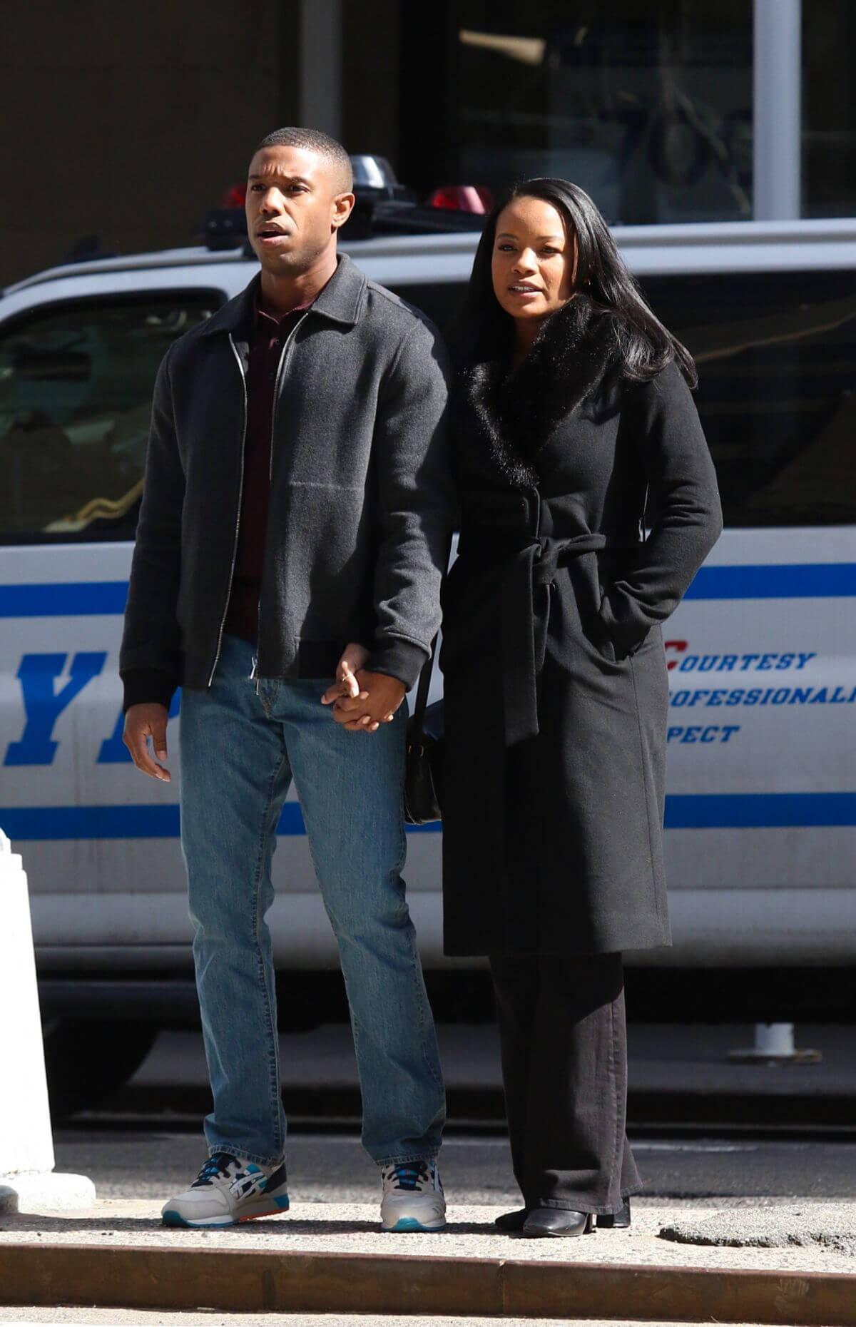 Chante Adams and Michael B. Jordan Hold Hands as They are Filming for A Journal for Jordan 03/12/2021