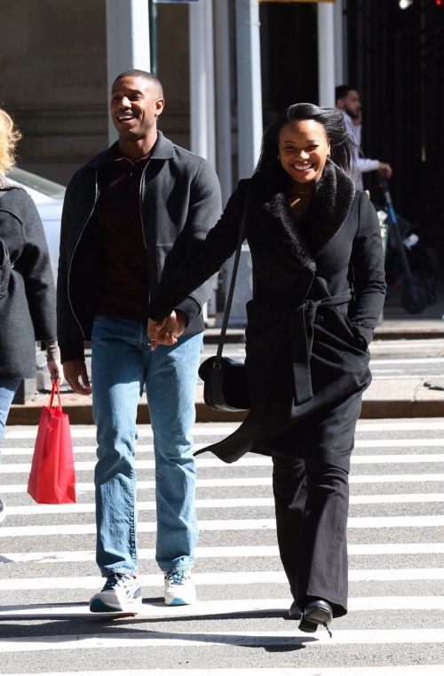 Chante Adams and Michael B. Jordan Hold Hands as They are Filming for A Journal for Jordan 03/12/2021 2