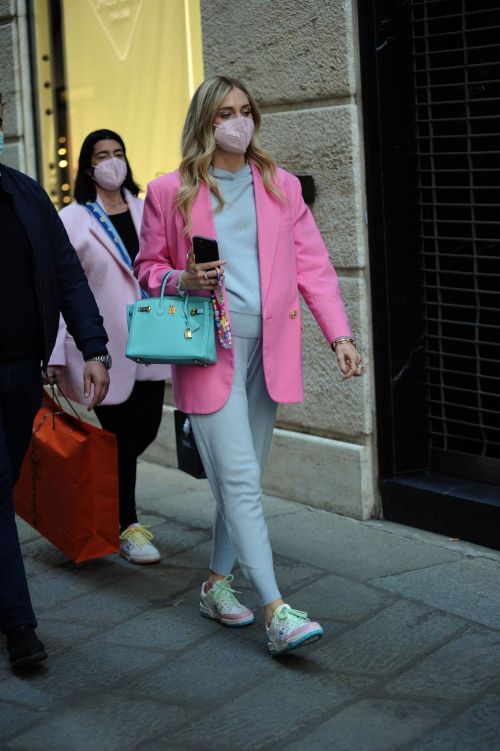 Chiara Ferragni in a Pink Blazer Out for Shopping in Milan 03/12/2021