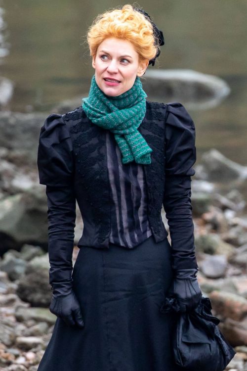 Claire Danes Wears Gown on the Set of The Essex Serpent in London 02/22/2021