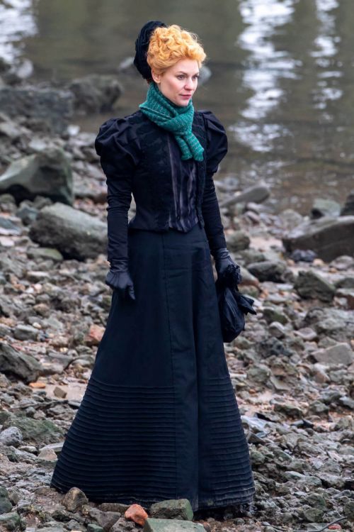 Claire Danes Wears Gown on the Set of The Essex Serpent in London 02/22/2021 2
