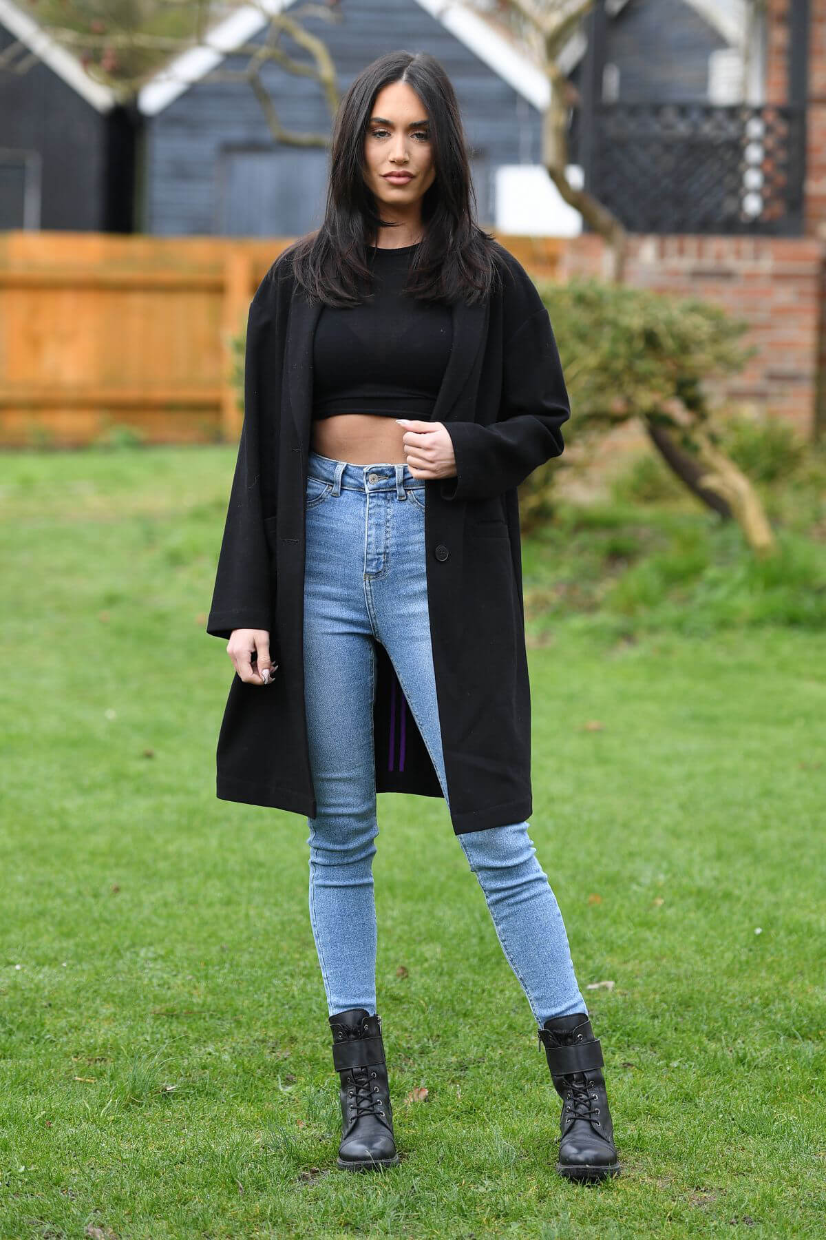 Clelia Theodorou in Denim on the Set of The Only Way is Essex 03/23/2021