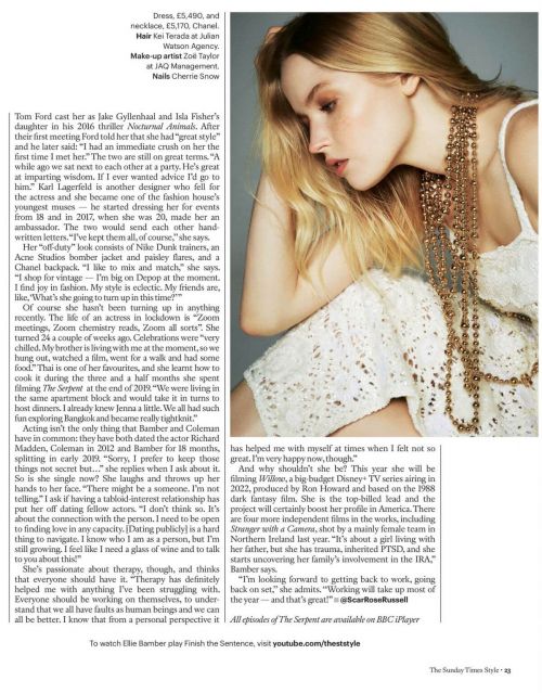 Ellie Bamber Photoshoot for The Sunday Times Style Magazine, March 2021 8