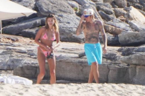Hailey and Justin Bieber Day Out at a Beach in Turks and Caicos 03/21/2021