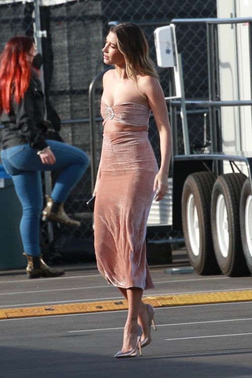 Hailey Bieber in Bandeau Dress Out in Santa Monica 03/10/2021