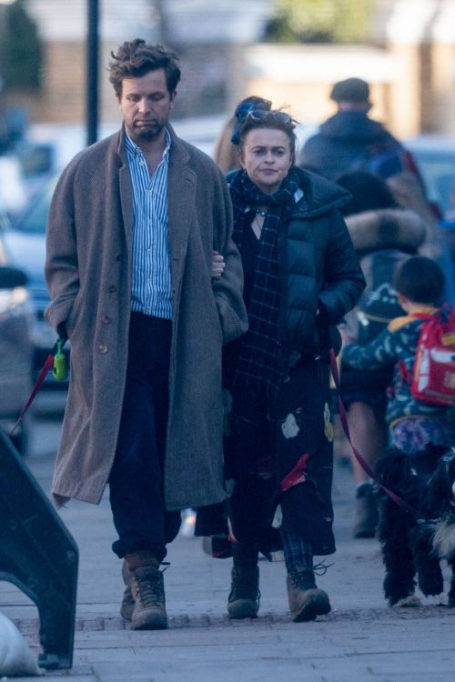 Helena Bonham Carter and Rye Dag Holmboe Steps Out with Their Dogs in London 03/22/2021 1