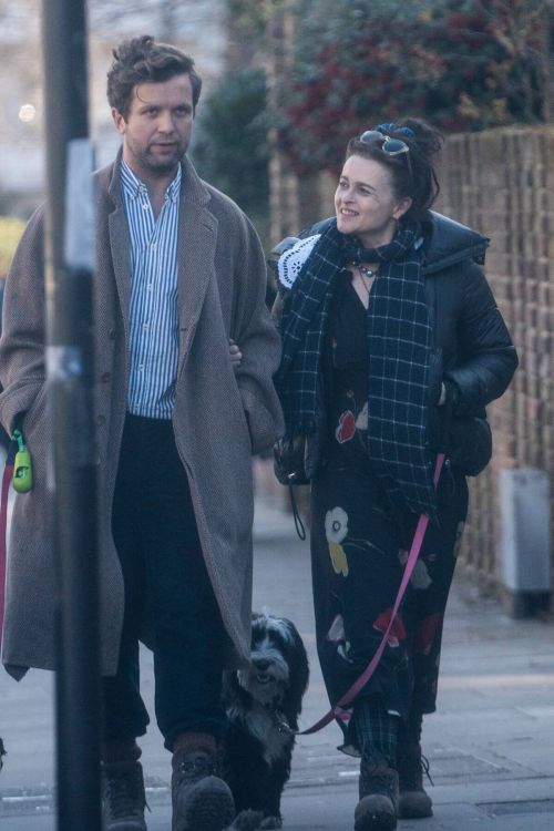Helena Bonham Carter and Rye Dag Holmboe Steps Out with Their Dogs in London 03/22/2021 2
