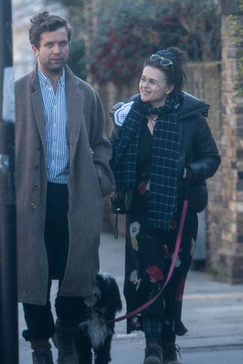 Helena Bonham Carter and Rye Dag Holmboe Steps Out with Their Dogs in London 03/22/2021 3