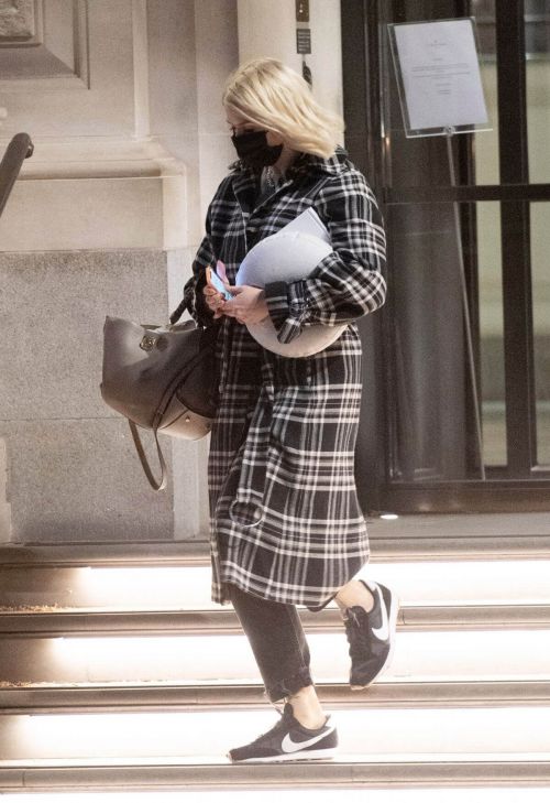 Holly Willoughby in Check Overcoat Leaves Corinthia Hotel 03/13/2021 1