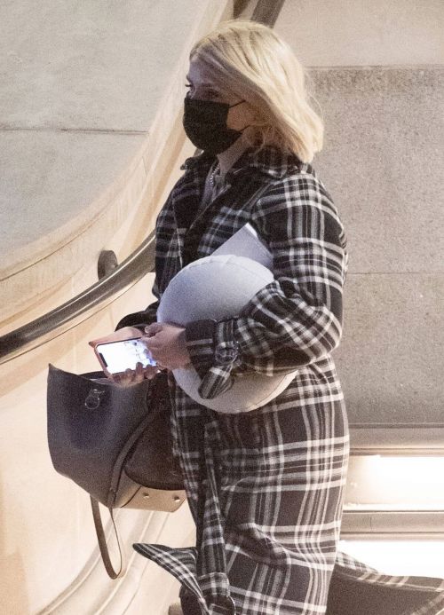 Holly Willoughby in Check Overcoat Leaves Corinthia Hotel 03/13/2021 2