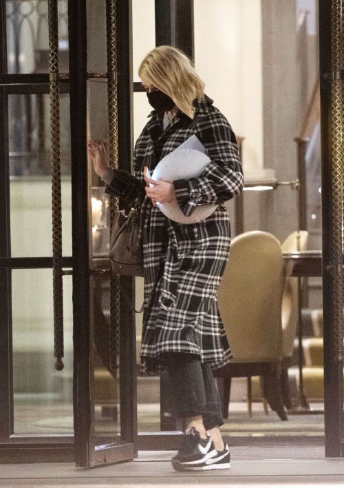 Holly Willoughby in Check Overcoat Leaves Corinthia Hotel 03/13/2021 3